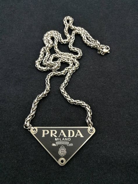 prada necklace triangle silver|Prada necklace triangle price.